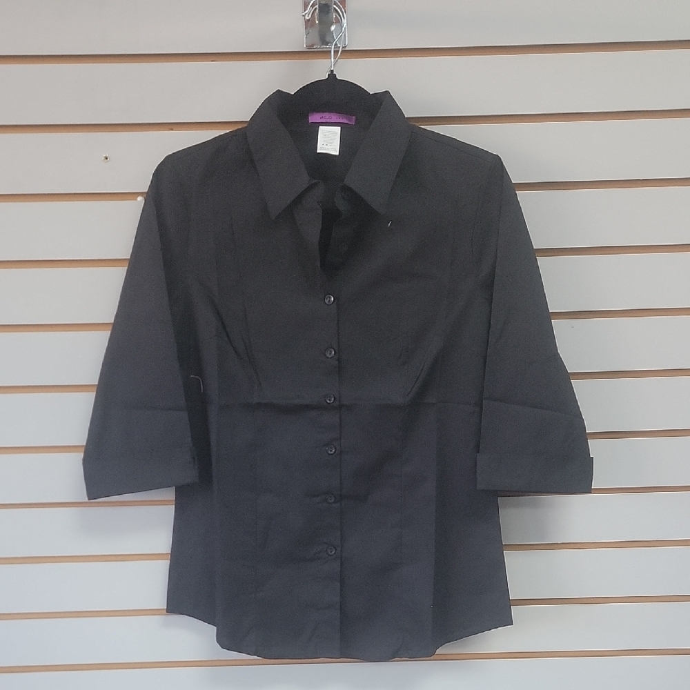 Elegant Black Button Down Shirt for Women. Avaliable In Size Small - 6Xl - Picture 3 of 5